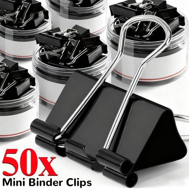Schwarze Foldback-Clips aus Metall für Büro und Haushalt, 15 mm - Bild 1
