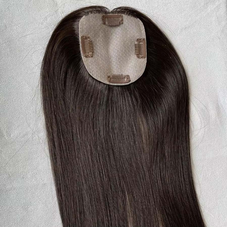GAEINO Echthaar-Toupet für Damen, Seidenbasis, Clip-in - Bild 7
