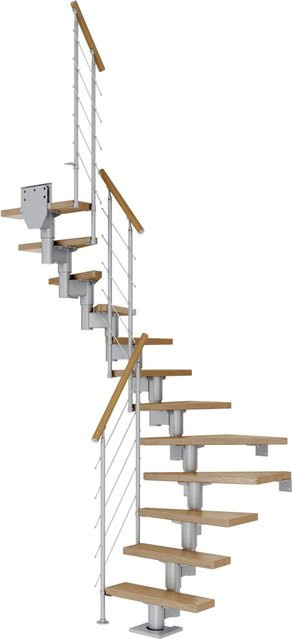 Dolle Mittelholmtreppe Dublin aus Eichenholz in Eiche Perlgrau mit 12 Stufen für eine Raumhöhe bis 292 cm und einer Breite von 75 cm - Bild 1