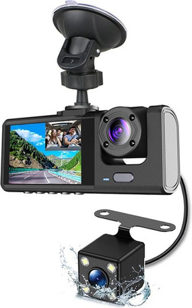VehicleKit 3-Kamera Dashcam Set mit Auto-Rückspiegel in Schwarz, Full HD 1080P Videoaufzeichnung für vorne und hinten