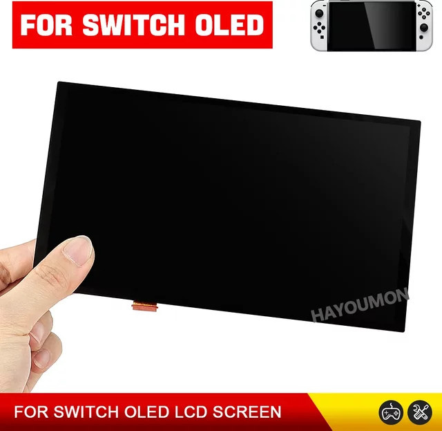 Nintendo Switch OLED Ersatz-LCD-Bildschirm Baugruppe mit Digitizer in Schwarz - Bild 1