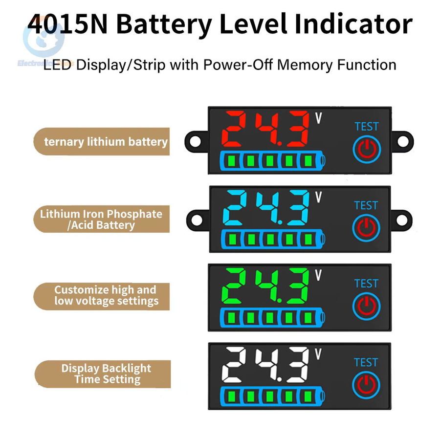 Aideepen Digitaler Lithium-Batterie Tester DC7-55V LED Voltmeter und Ladeanzeige für 3S-14S Batterien in Rot und Schwarz - Bild 2