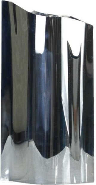 Moderne flache Blumenvase aus Edelstahl und Metall in Grau für dein Wohnzimmer oder den Weinschrank, B/H: 26,5 x 11,5 cm - Bild 1