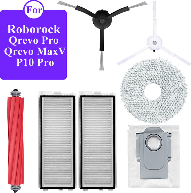 Roborock Ersatzteil-Set für Qrevo Pro, Qrevo MaxV, Qrevo S und P10 Pro mit Hauptseitenbürste, HEPA-Filter und Mopptüchern - Bild 1