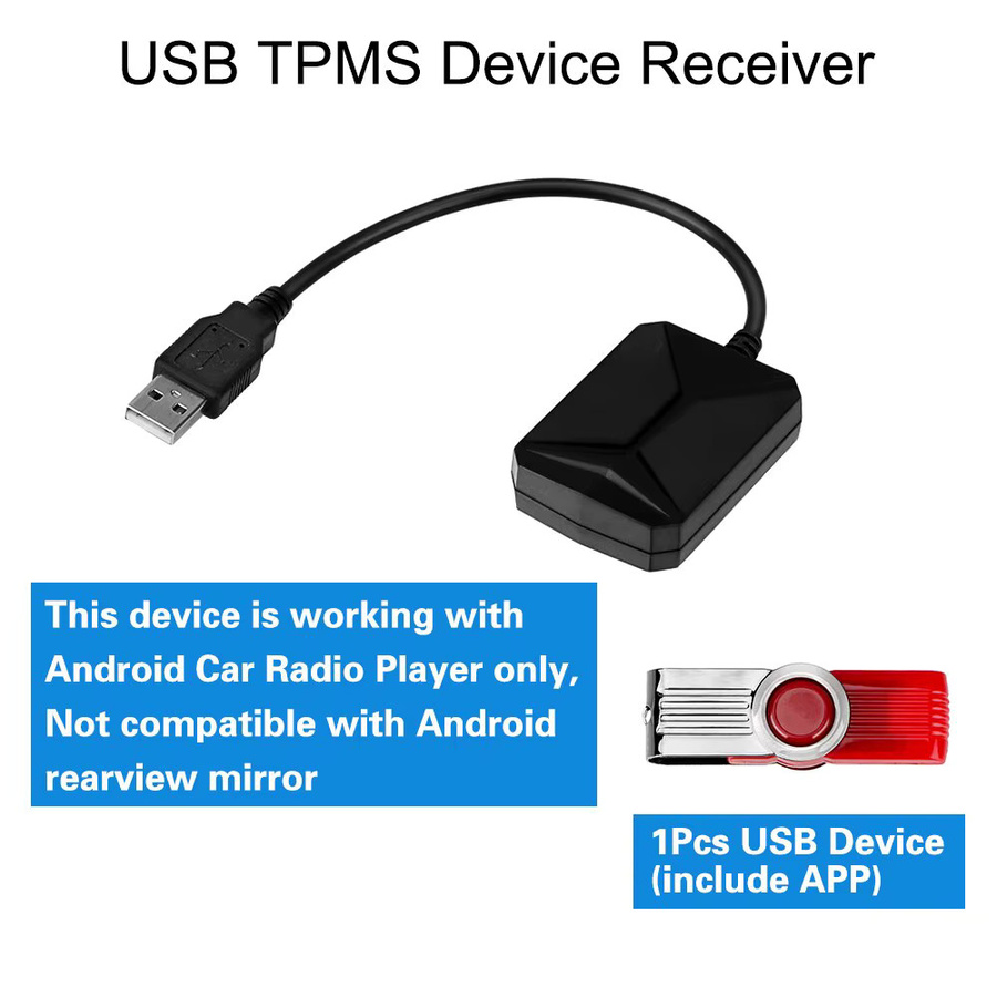 LEEPEE Android TPMS Reifendruckkontrollsystem mit 4 Sensoren und Android Auto Unterstützung, Schwarz, USB-C - Bild 3