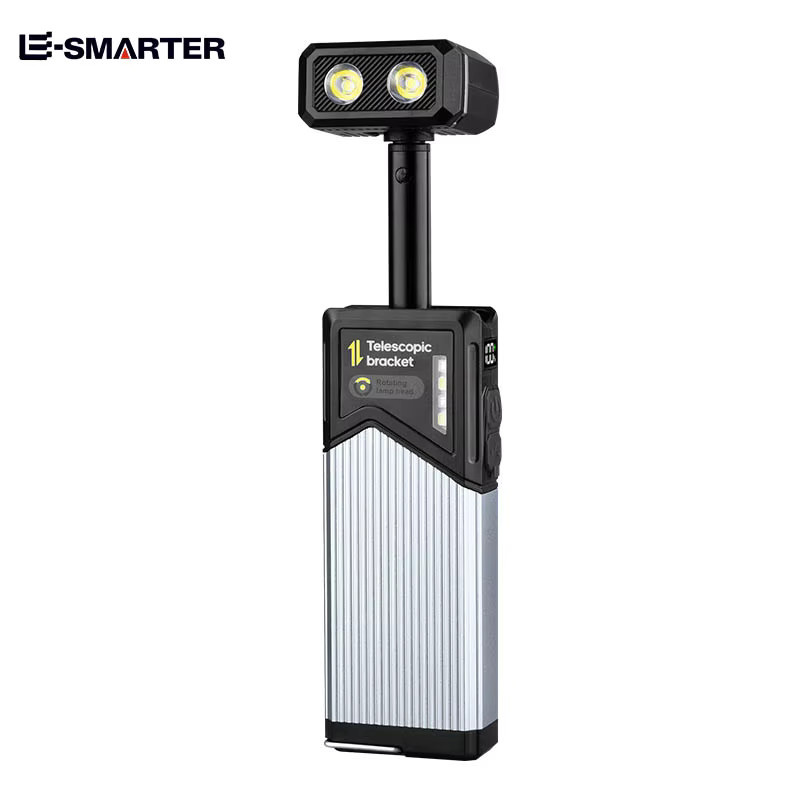 ESMARTER Magnetische LED-Arbeitsleuchte in Schwarz, einziehbare und 180 Grad drehbare multifunktionale Taschenlampe mit Akku für Camping und Inspektionen - Bild 6