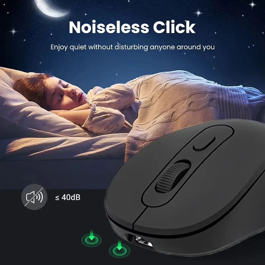 Kebidumei Dual Modus Maus mit Bluetooth und 2,4G Funk, wiederaufladbare kabellose Gaming und Büro Maus mit Silent Click in Schwarz - Bild 3