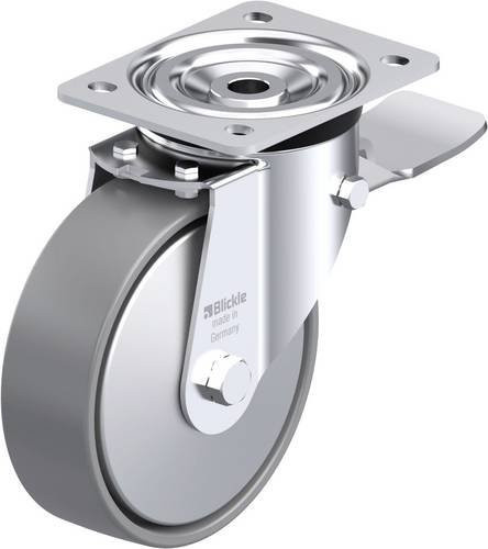 Blickle L-PO 160G-ST-ELS-FA Stahlblech-Lenkrolle in Grau mit Rad-Durchmesser 160 mm und einer Tragfähigkeit von 400 kg - Bild 1