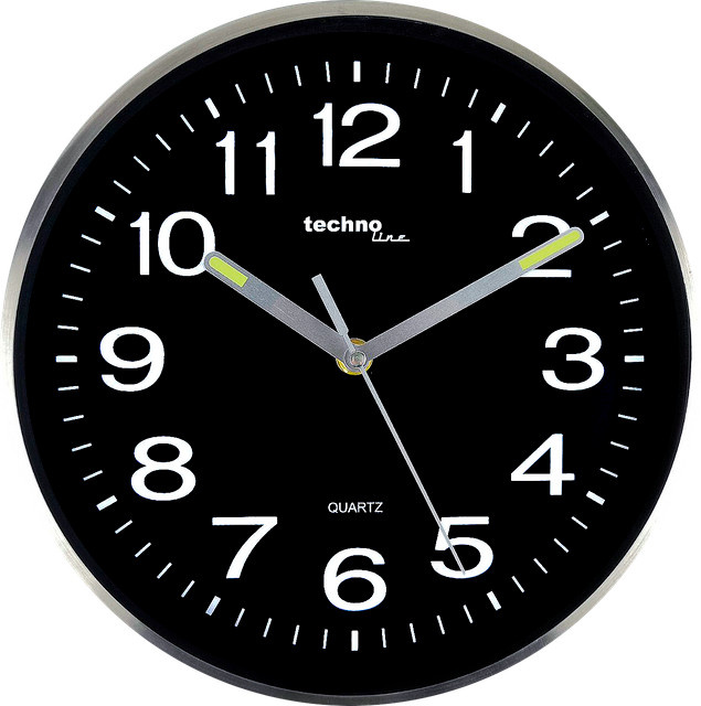 Technoline WT 7620 Wanduhr analog in Schwarz aus Metall mit Quarzwerk und Beleuchtung, Durchmesser: 25,0 cm - Bild 1