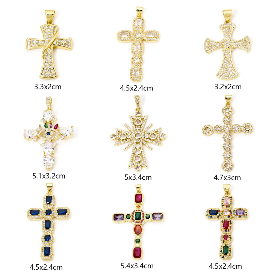 8seasons Anhänger Kreuz, Messing, Gold, Kristall, Unisex - Bild 1