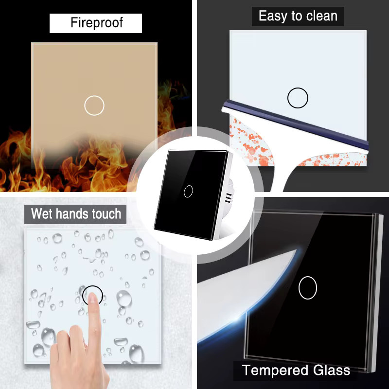 AXUS LED-Touch-Schalterpanel aus gehärtetem Kristallglas in Weiß für die Wandmontage - Bild 5