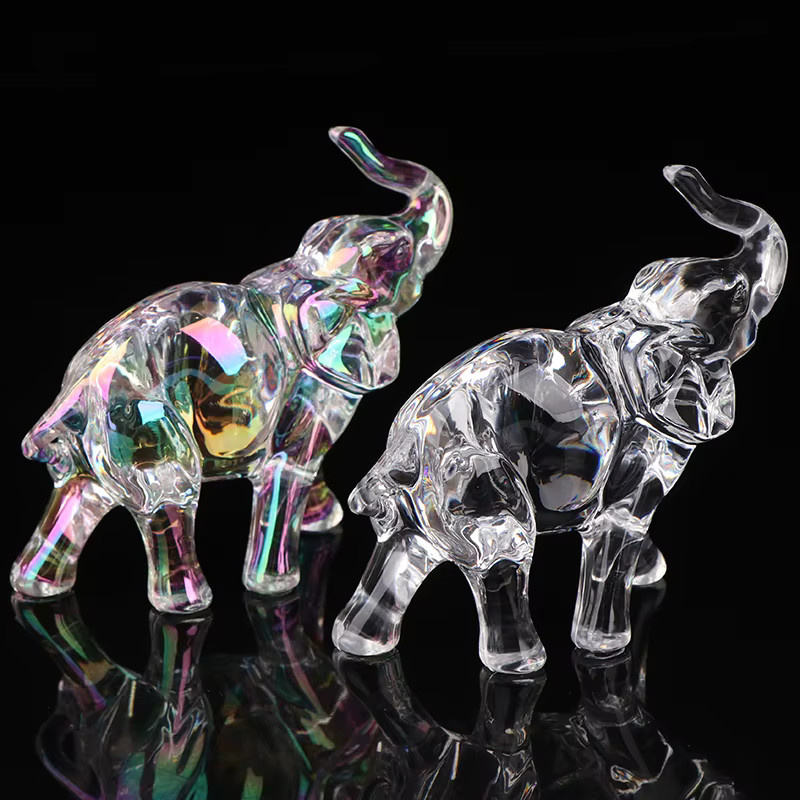 JETTING Kristall-Elefanten-Statue Handgefertigte Baby-Elefanten-Figur aus Glas in Transparent als Tischdekoration - Bild 2