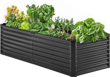 VEVOR Hochbeet aus Metall in Dunkelgrau, verzinkte Pflanzbox für Garten und Outdoor, B/T/H: 183 x 91 x 61 cm - Bild 1