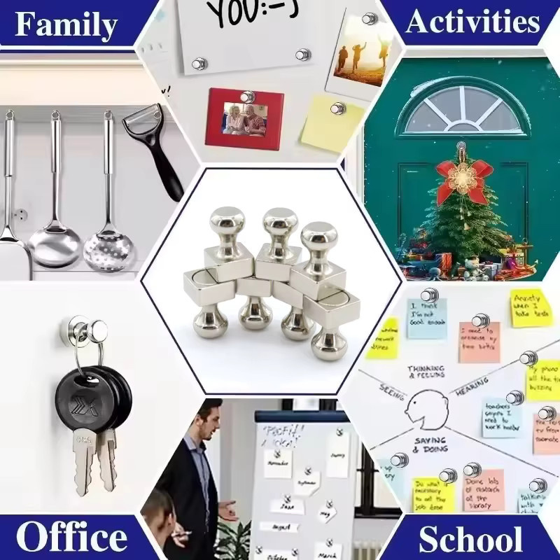 Mognot Magnetische Metall-Druckstifte in Silber für Kühlschrank, Whiteboard und Büro - Bild 4