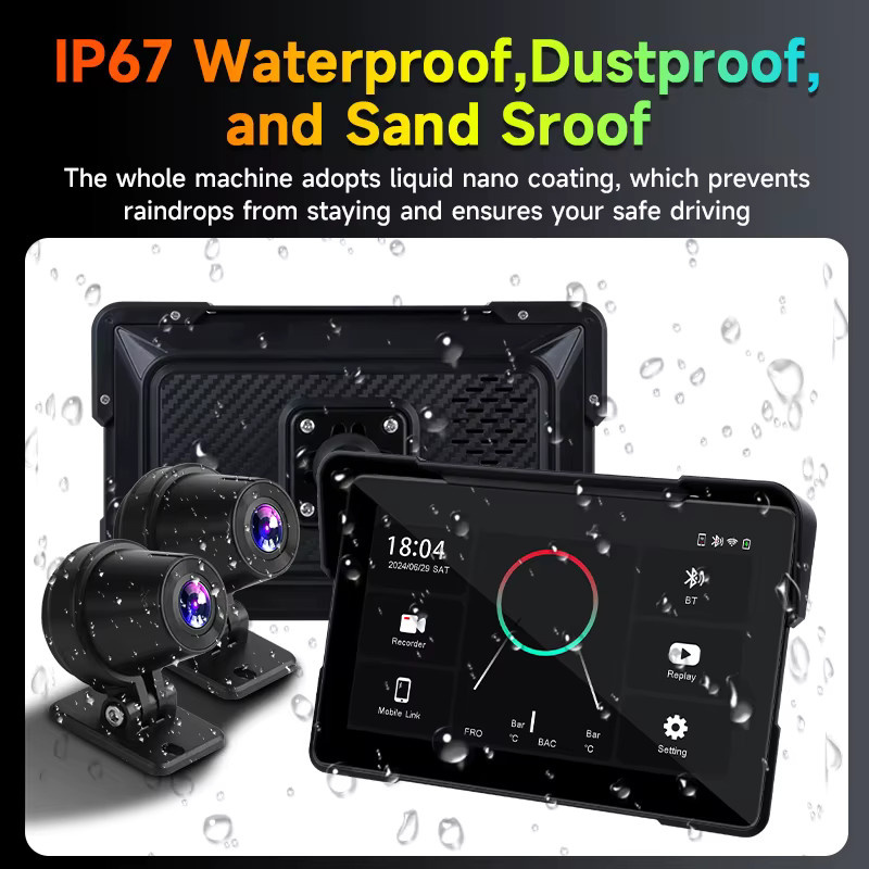 srnubi Wasserdichtes Motorrad GPS Navigationsgerät mit 5/7 Zoll Display, Wireless CarPlay und Android Auto, Schwarz - Bild 4