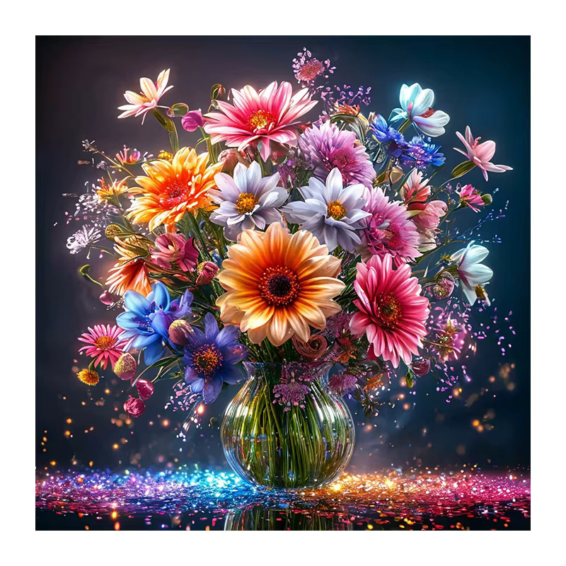 Huacan Diamantstickerei Set Rundes Blumenvase Motiv in Multicolour Durchmesser: 20 cm - Bild 4