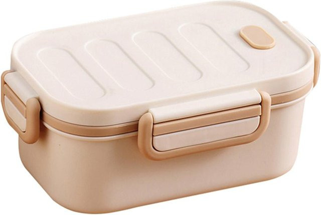 Yiran Furniture Lunchbox aus PP-Kunststoff mit zwei Fächern, beige, mikrowellengeeignet, 1000ml - Bild 1