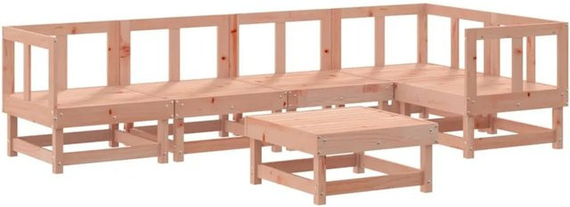 vidaXL 6-tlg Garten-Lounge-Set aus Massivholz Douglasie in Braun mit Latten-Design und L-Form - Bild 1