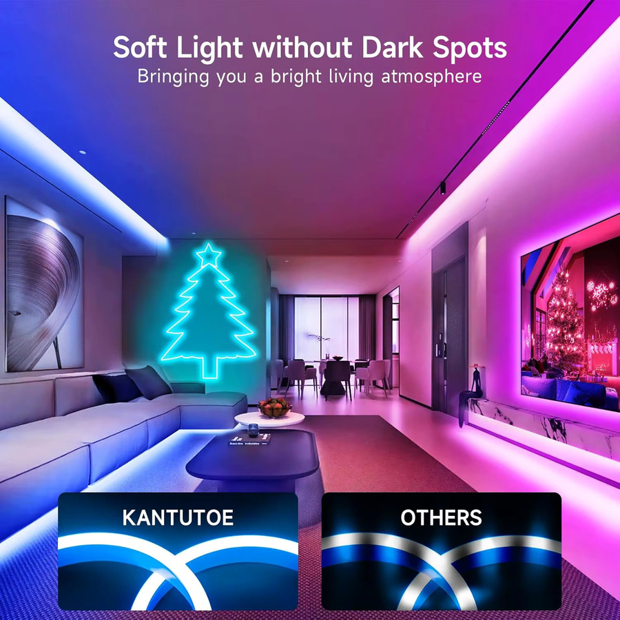 Aiopp Intelligenter RGB-Neon-LED-Lichtstreifen mit Doppelsteuerung, 30m Multifunktionaler Flexibler Wasserdichter Neon-Flex Lichtstreifen in Multicolor für Garten und Schlafzimmer - Bild 3