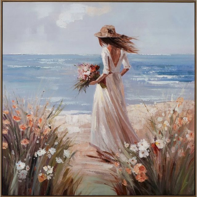 Art Universe Leinwandbild Sommer am Meer, quadratisch, blau und mehrfarbig, B/T/H: 100 x 100 x 100 cm - Bild 1