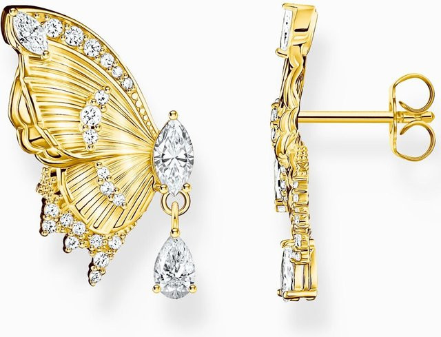 Thomas Sabo Ohrstecker Butterfly, 925 Silber, vergoldet, Zirkonia, Damen - Bild 1