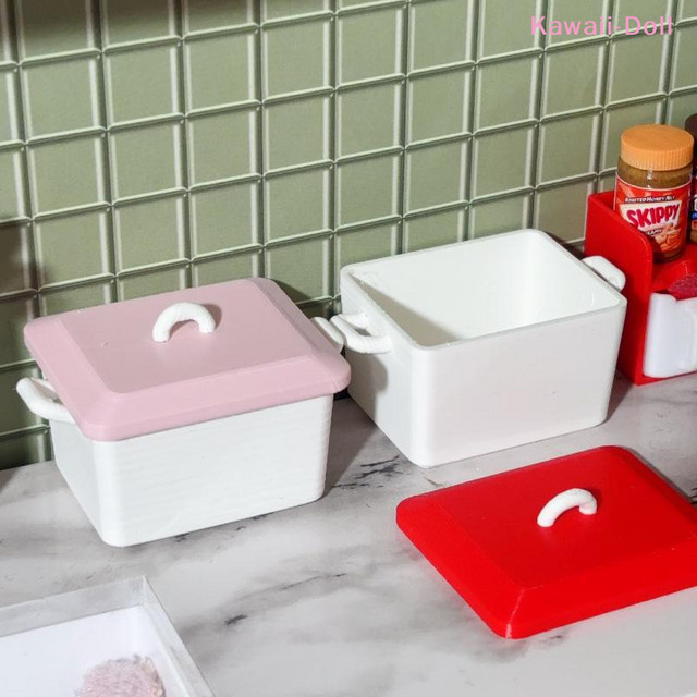 DIAPER&CORED Puppenhaus Miniatur Pfannkuchenbox Teller mit Deckel, Zubehör, 1 Stück - Bild 1