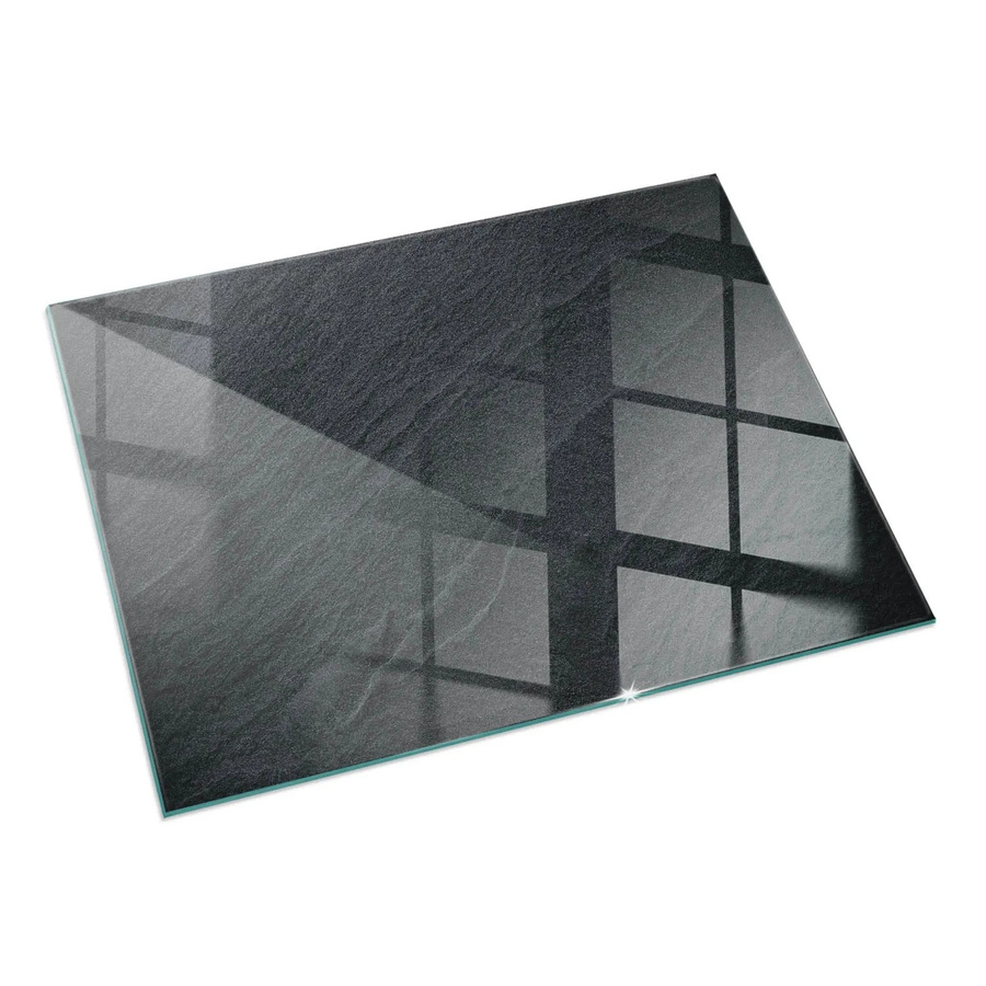 Tulup Glasplatte für Kamin in Schwarz mit Natursteinstruktur, B/B/H: 120 x 80 cm - Bild 2