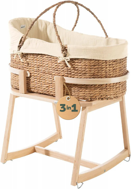 Geuther Moses Set aus Wasserhyazinthe und Gummibaumholz mit Bio-Baumwolle in Beige - Bild 1