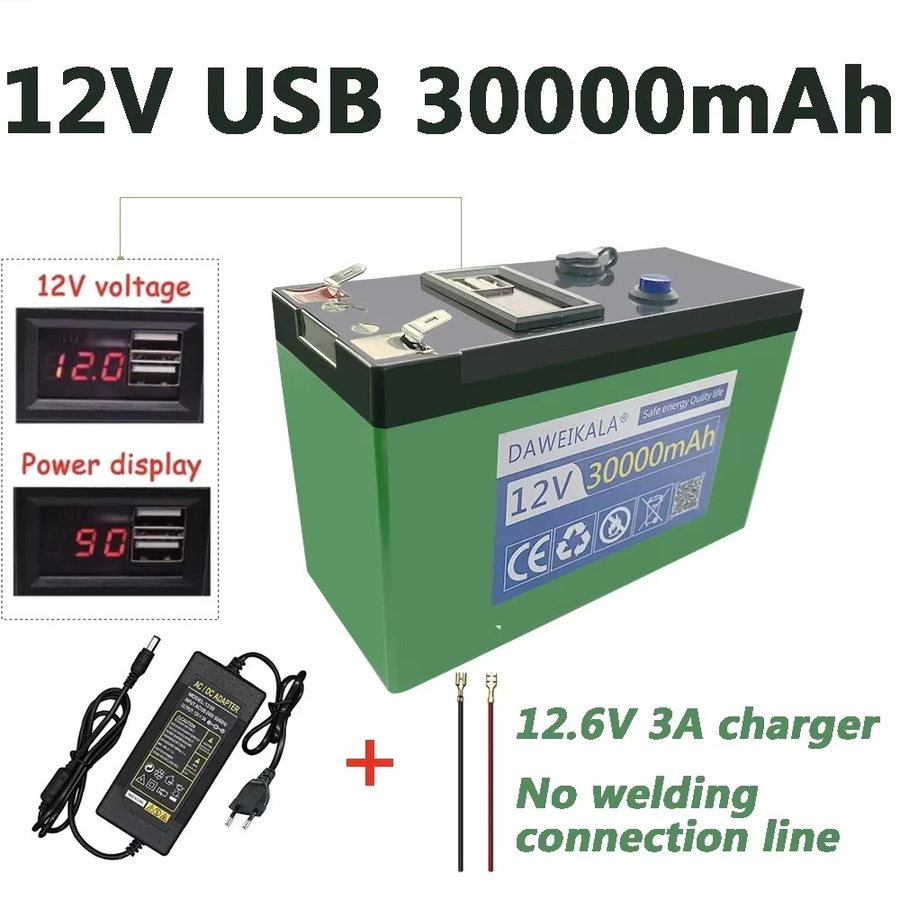 DAWEIKALA 12V Lithium-Batterie 10Ah wiederaufladbarer 18650 Akku für Solarenergie, elektrische Kinderautos und LED-Leuchten - Bild 2