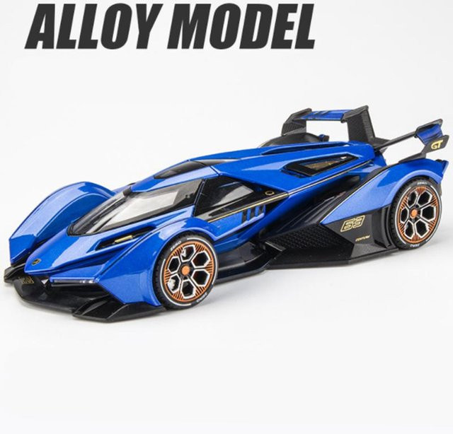 Linyi toy car Lambor V12 Sportwagen Modell, Metall, Blau, ab 4 Jahre - Bild 1