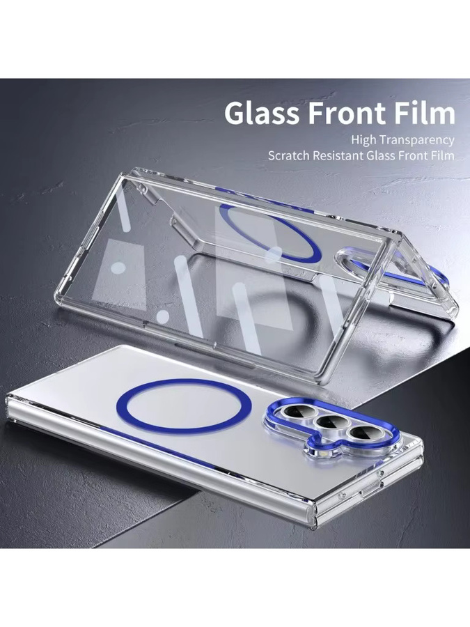 Transparente Magnet-Schutzhülle mit Metall-Linsenschutz für Samsung Galaxy Z Fold 8 7 6 5 4 Ultra, inklusive kabellosem Laden, Blau - Bild 6