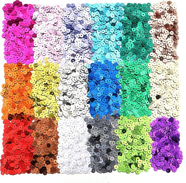 Runde flache PVC Pailletten für Handarbeit und DIY Dekoration in Beige und Multicolour, 20g, 4mm - Bild 1