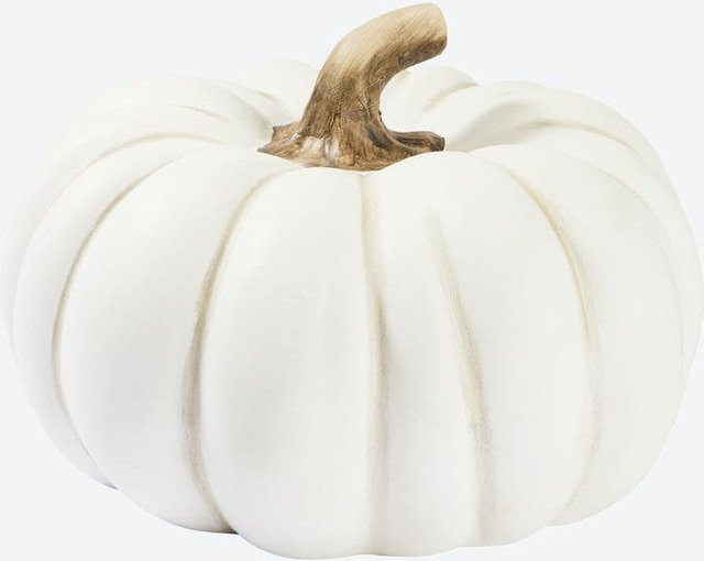 NKD Deko-Kürbis aus Steingut in Weiß, herbstliche Tischdekoration, Durchmesser: 23 cm, Höhe: 14,5 cm - Bild 1