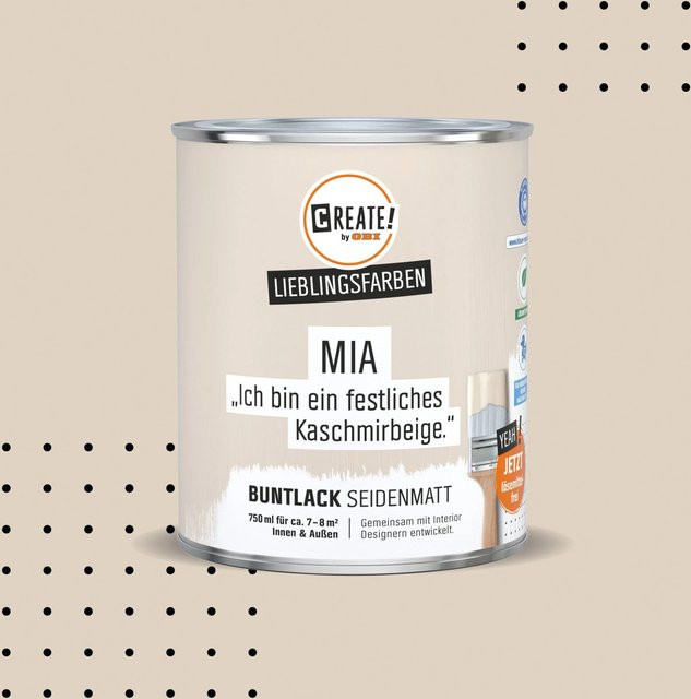 CREATE! by OBI Buntlack Lieblingsfarbe Mia Kaschmirbeige, Seidenmatt, 0,75 l - Bild 1