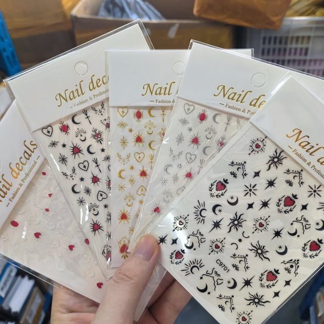 MAFANAILS Nail Art Aufkleber, 3D Liebe Stern Mond Sonne, Bohö Totem - Bild 1