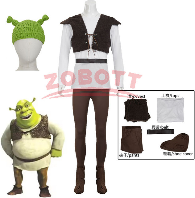 ZOBOTT Shrek Cosplay Kostüm, Set / Bundle, Grün, Leder, Plüsch / Textil - Bild 1