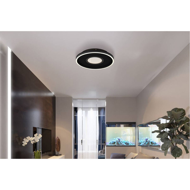 GLOBO LED Deckenleuchte modern in Mattschwarz mit Opal Glas aus Aluminium, Durchmesser: 39,7 cm, Höhe: 6,3 cm - Bild 4