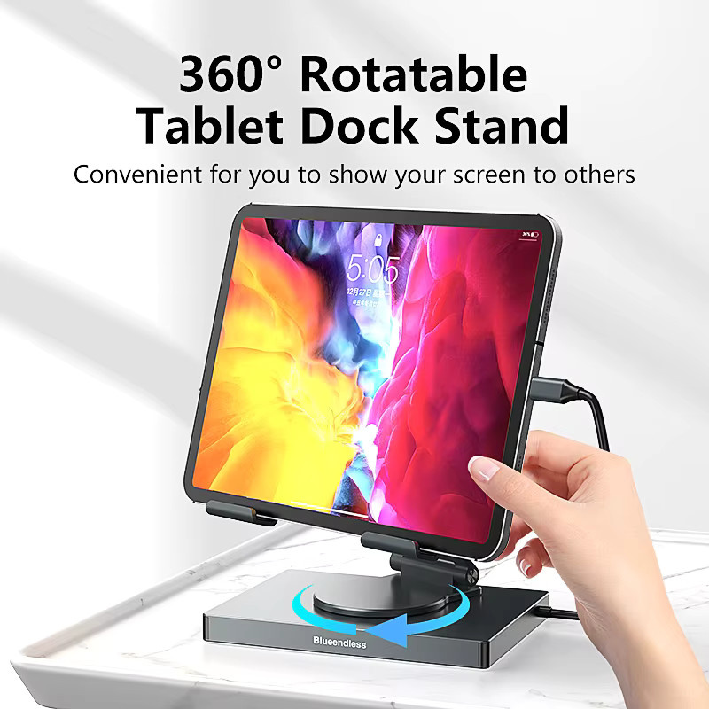 Blueendless 9-in-1 USB-C Hub und iPad-Ständer mit 4K 60Hz HDMI, 100W PD, SD/TF Kartenleser und USB 3.0 5Gbps - Bild 2