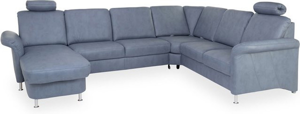 Modernes Polsterecksofa SYSTEMPOLSTER ZORA in Blau mit Stoffbezug und Armlehnen