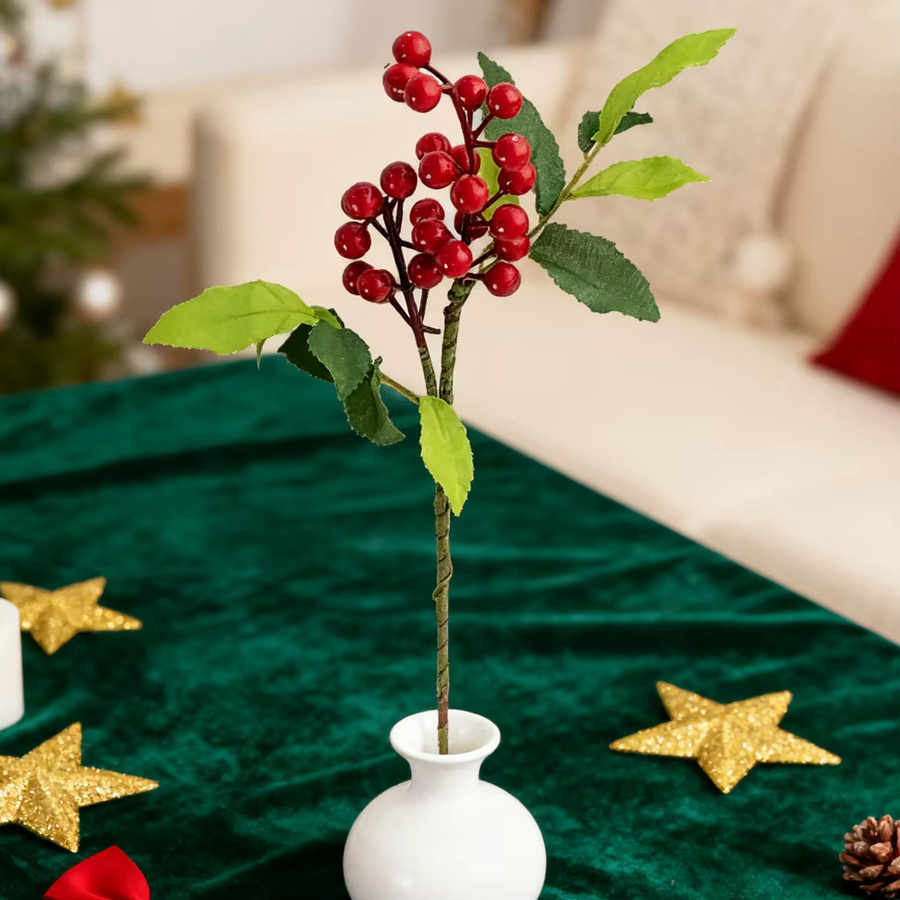 Künstliche Stechpalme mit roten Früchten von XIAOYINMO für Weihnachts- und Neujahrsdekoration sowie Garten und Hochzeiten - Bild 3