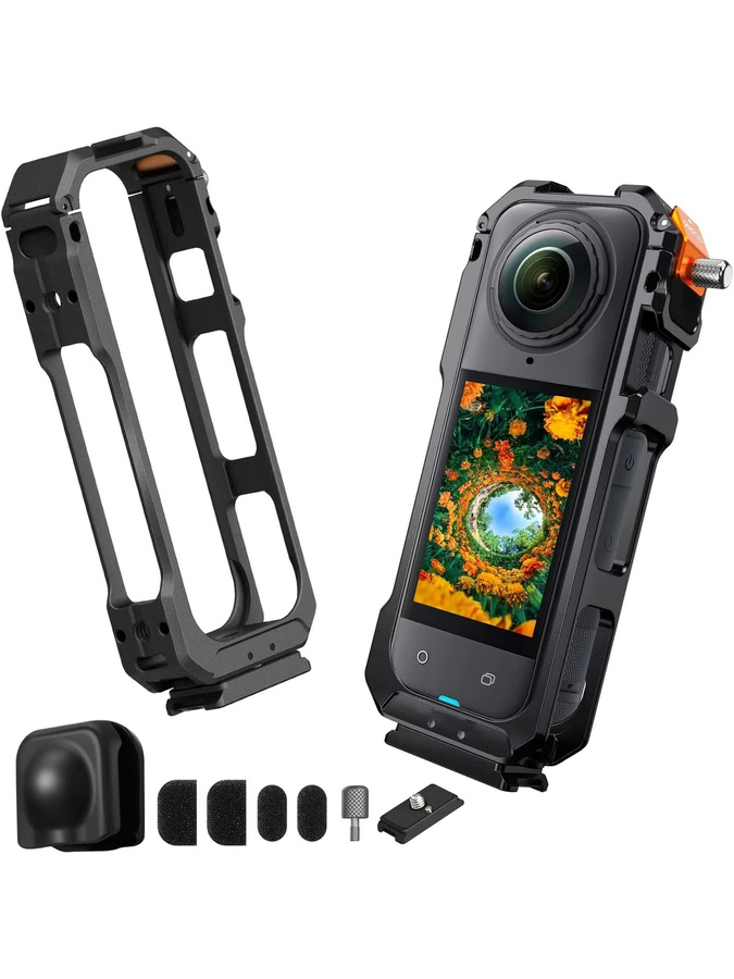 Schutzrahmen für Insta360 X5 Gehäuse mit Cold-Shoe-Halterung in Schwarz - Bild 6