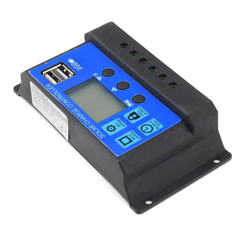 Solar Laderegler mit LCD-Display und Dual-USB 5V Ausgang für 12V/24V Photovoltaik-Systeme, Blau - Bild 5