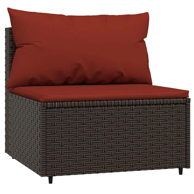 Vidaxl Set aus 2 mittleren Sofamodulen mit Kissen aus Polyrattan in Braun - Bild 2