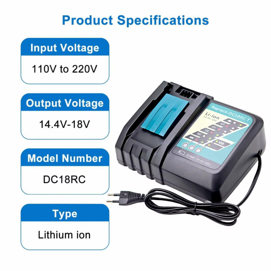Makita DC18RC Schnellladegerät für 14,4 V bis 18 V Li-Ion Akkus in Schwarz - Bild 2