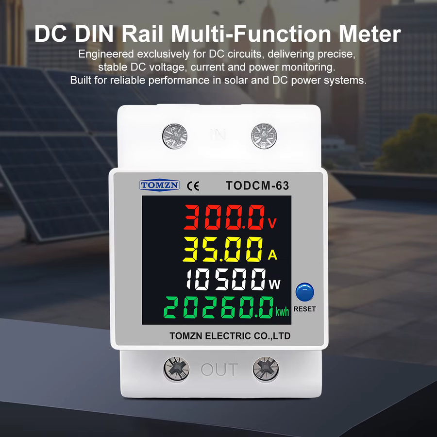 TOMZN DC Energiemessgerät 14-600V 63A Digitaler 4-in-1 Solar-PV-Leistungsmonitor mit Reset-Funktion in Weiß - Bild 2