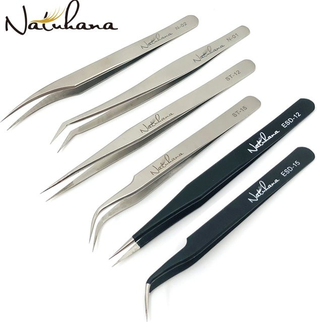 NATUHANA Pinzette zur Wimpernverlängerung, gerade, antistatisch - Bild 1