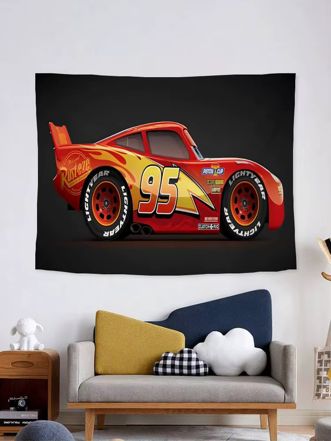 Beast Kingdom Cars Wandteppich mit Lightning McQueen und Tow Mater als Wandbehang für Kinderzimmer und Wohnzimmer - Bild 4