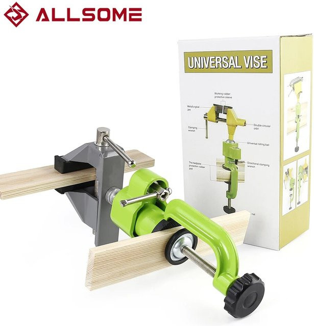 Allsome Universal-Tischschraubstock BG-6267A, 3 Zoll, 360 Grad drehbar und kippbar, Grün - Bild 1