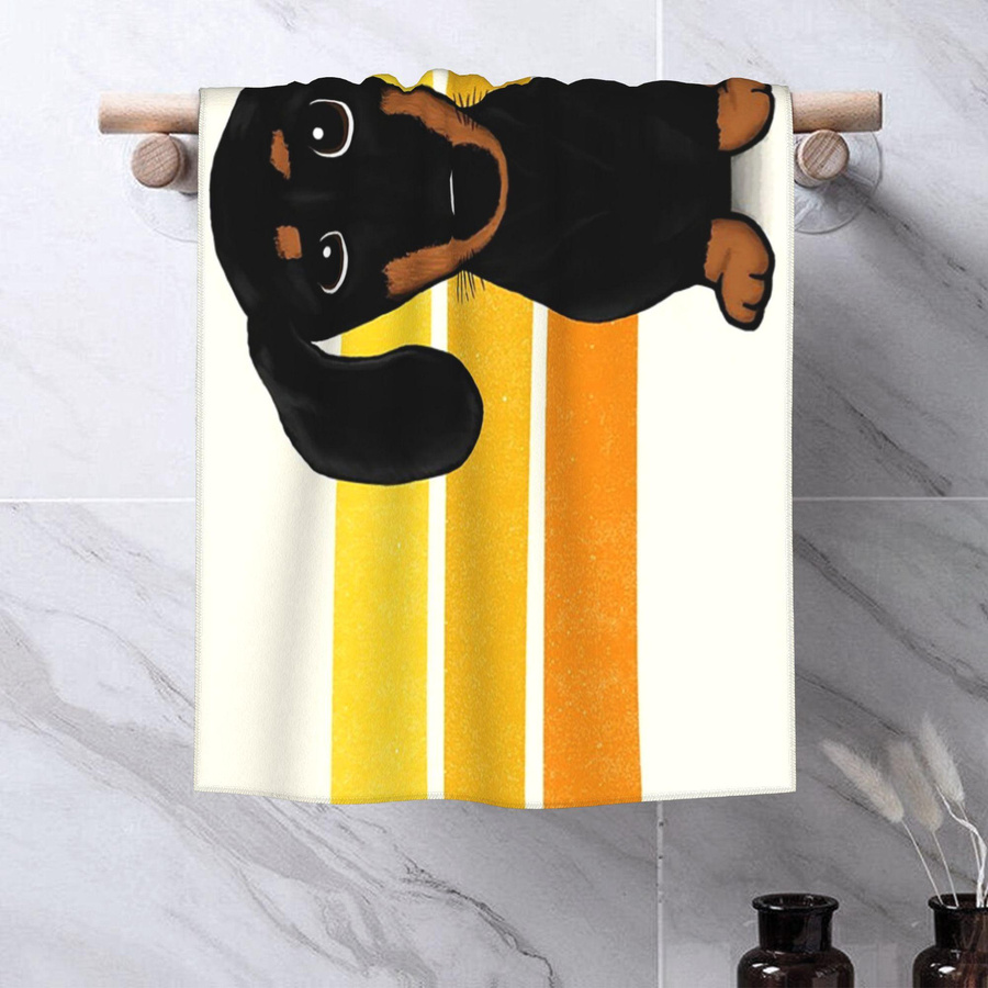 Ka Chen Muxi Baumwollhandtuch mit Dackel-Cartoon-Motiv in Schwarz-Braun, B: 30 cm, H: 60 cm - Bild 3