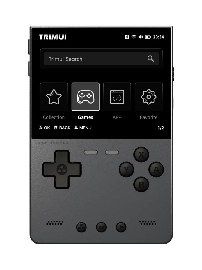 Trimui Brick Hammer Handheld-Spielekonsole mit 3,2 Zoll IPS-Bildschirm, Linux-System und Metallgehäuse in Gold - Bild 5